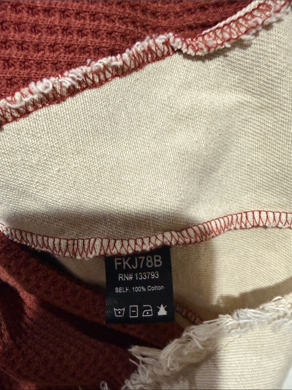 POL Waffle-Knit Hood Shacket Long Back Tassel Tie Oversized Fray Edges Slouchy S - Picture 11 of 14